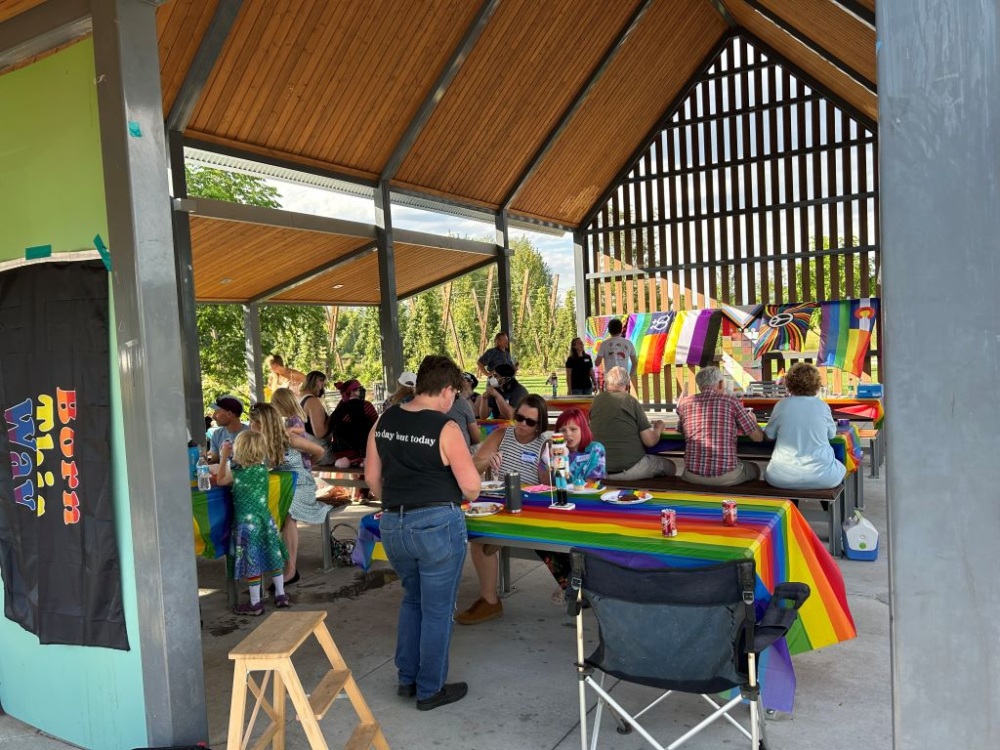 A group of people attending the Family Picnic held by PFLAG Fort Collins in 2023